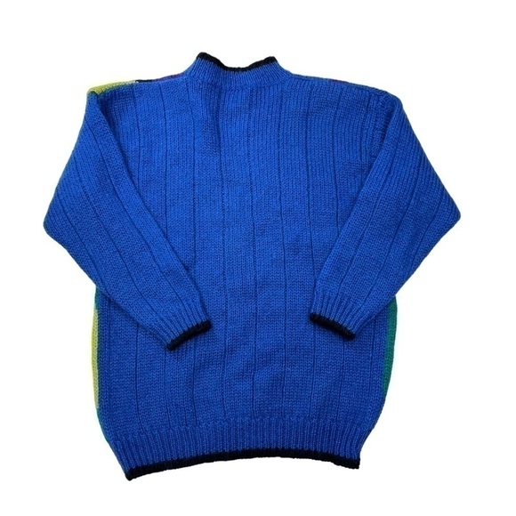 Mohair Blend Colorful Fuzzy Diamond Print Long Tunic Sweater 80s 90s - Picture 11 of 12